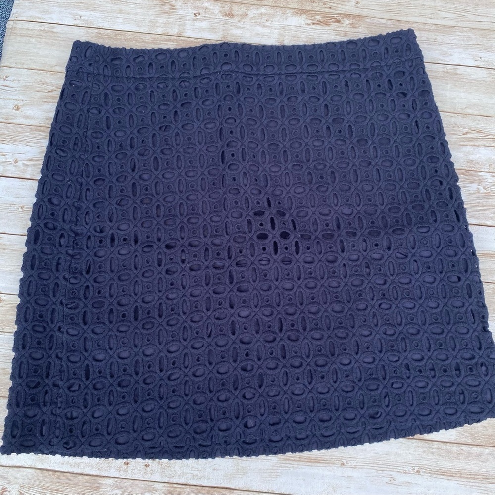 J Crew Womens Navy Textured Eyelet Mini Skirt